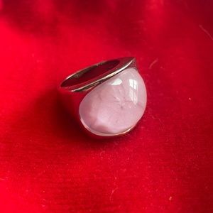 Size 10 silver Mother of Pearl pink and white ring